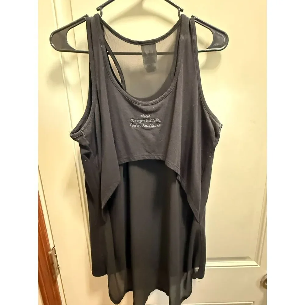 Harley-Davidson Women’s XL Thunder Fighter Bar & Shield Chiffon Racerback Tank - Picture 4 of 4